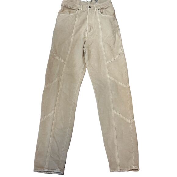 NWT Retrofête Washed Terry Pant in Beige Khaki Cotton High Rise Small NO BELT - Picture 3 of 16